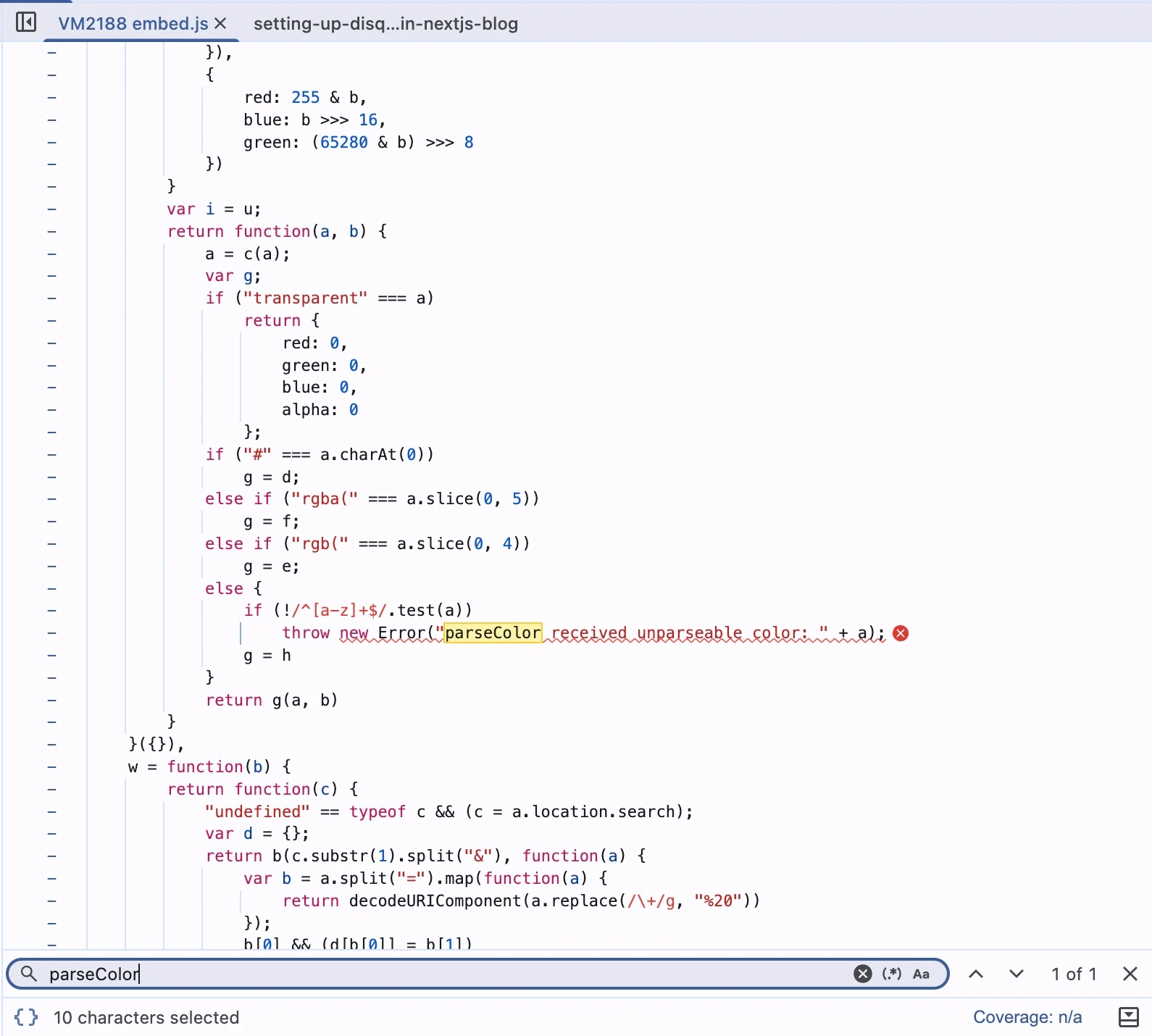 Disqus code checks for RGB/Hex